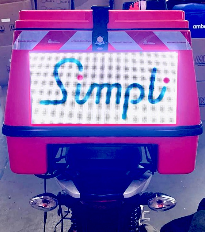 Simpli logo on motorcycle back box